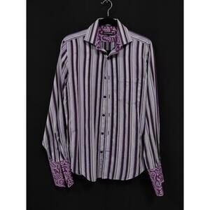 Express Design Studio Modern Fit Striped Shirt Purple Size S